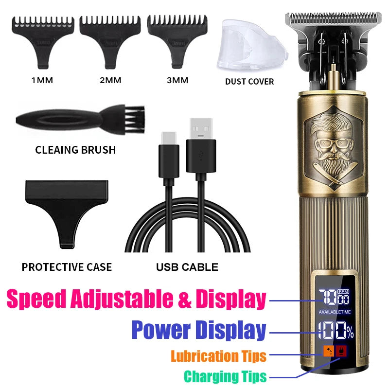 Portable Shaver Barber Cordless Electric Hair Cutting Machine US.B Fast Charging Hair Trimmer Vintage Hair Clipper For Hairdresse