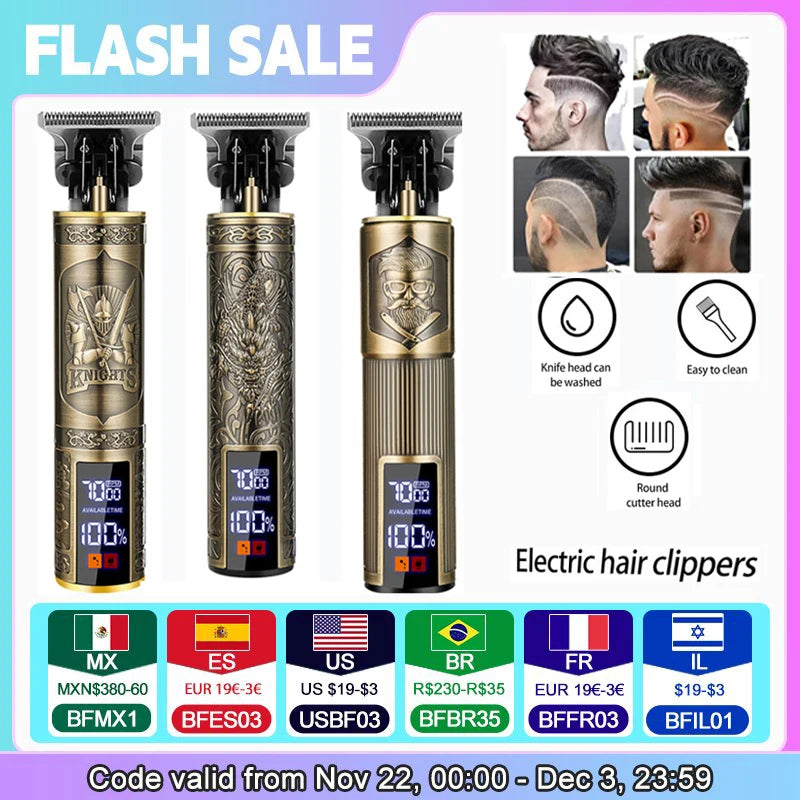 Portable Shaver Barber Cordless Electric Hair Cutting Machine US.B Fast Charging Hair Trimmer Vintage Hair Clipper For Hairdresse